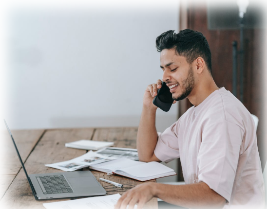 Man on the cell phone planning his ketamine session.